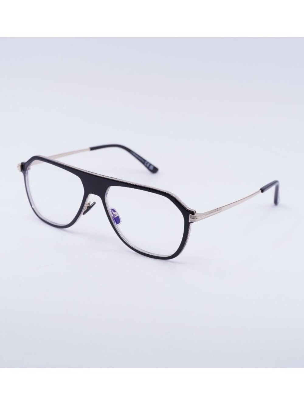 Tom Ford FT5943-B 003 Eyeglasses Black/Gold 56mm Aviator Frame, Blue Light Block